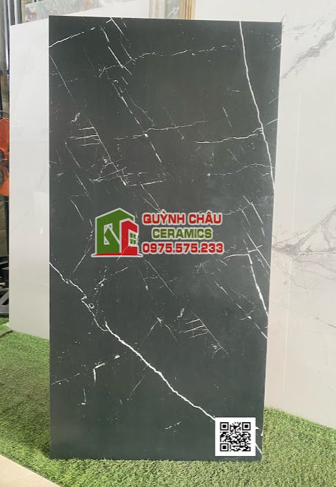 Gạch ấn độ 60x120 đá marble màu đen vân trắng tia chớp Black thuder bề mặt mờ
