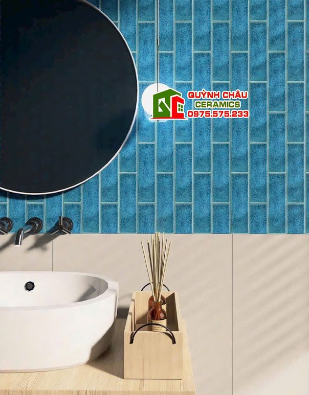 Mẫu gạch thẻ 6x20 men bóng dạn ốp tường trang trí