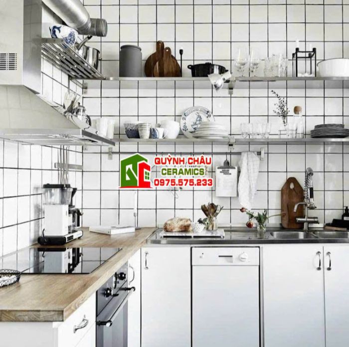 Gạch thẻ ốp tường 10x10 trung quốc màu trắng bóng