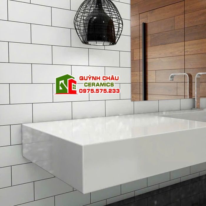 Gạch thẻ 10x20cm trắng bóng phẳng