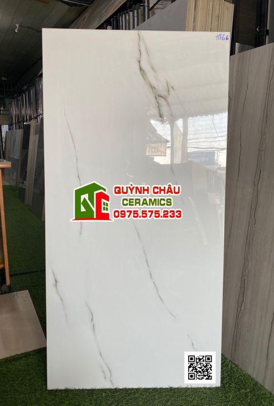 Gạch lát nền 60x120 ấn độ màu trắng vân điểm nâu rêu Moss white bề mặt bóng