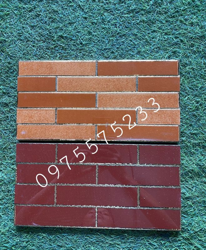 Gạch thẻ khắc kim nhũ vàng 15x30 màu đỏ ốp tường