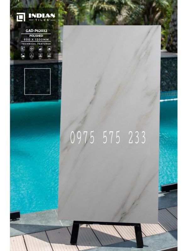 Gạch cao cấp 60x120 màu trắng sữa đục vân khói