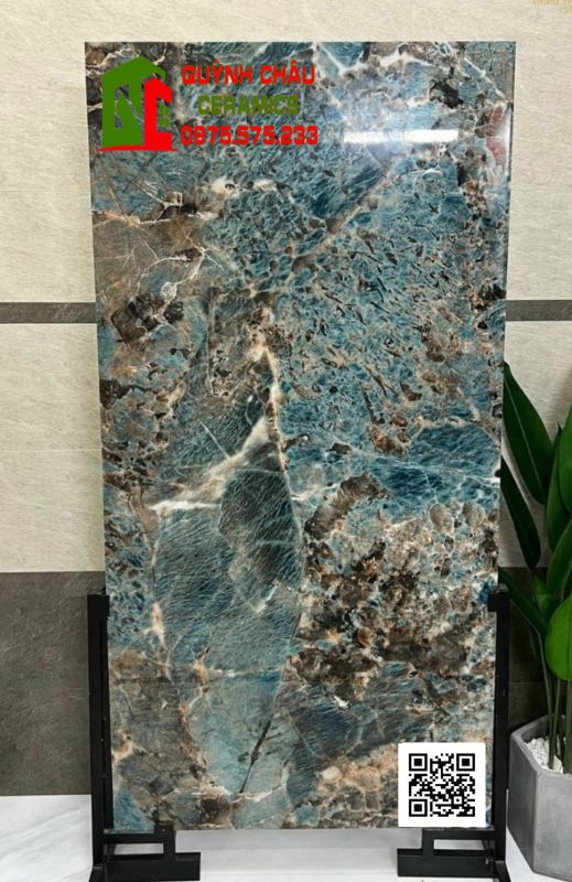 Gạch ốp lát biệt thự 800x1600 màu vân đá xanh cẩm thạch cao cấp 4451