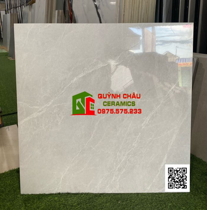 Gạch thạch bàn 80x80 lát nền phòng khách đá xám vân trắng đẹp bóng kiếng 4926