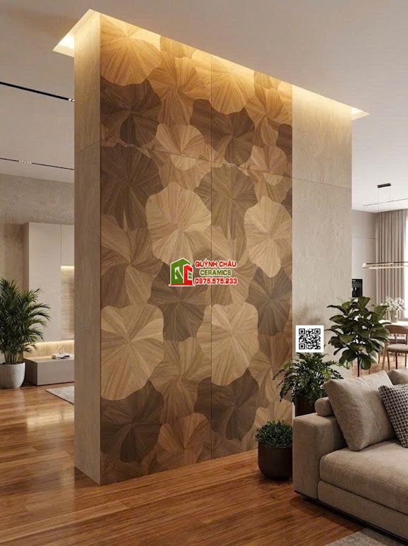 Gạch giả gỗ hoạ tiết lá sen 60x120cm