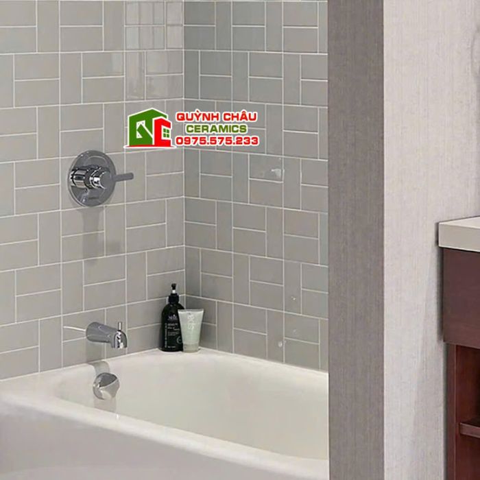 Gạch thẻ 10x20cm màu xám bóng