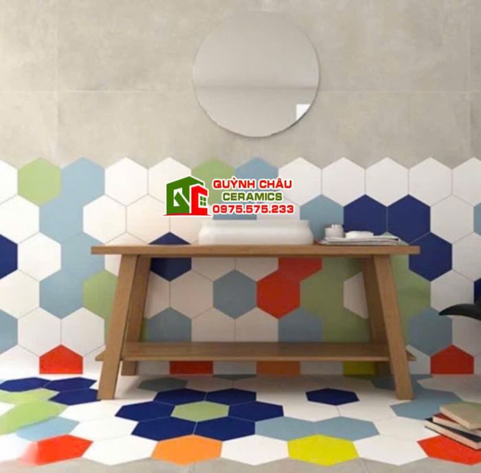 Mẫu gạch lục giác trang trí màu đơn sắc