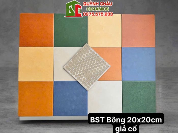Báo giá mẫu gạch bông mờ đơn sắc 20x20cm