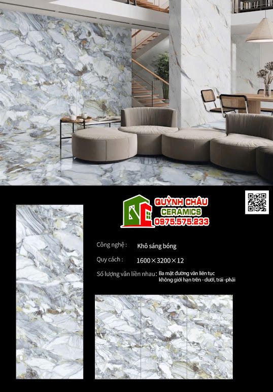 Đá nung kết 160x320cm bóng kiếng vân đá xanh