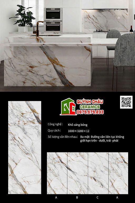 Đá nung kết 160x320cm lát nền phòng khách vân đá đẹp