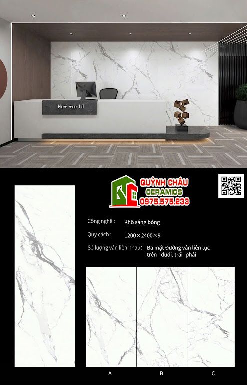 Đá nung kết khổ lớn 120x240cm trắng bóng vân mây