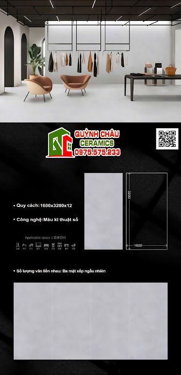 Đá nung kết khổ lớn 160x320cm mờ xám nhạt