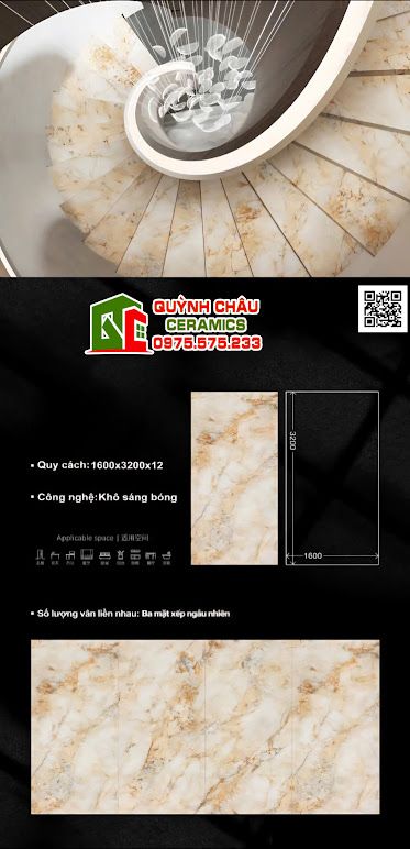 Đá nung kết ốp lát 160x320cm đá bóng kim ngọc mãn đường