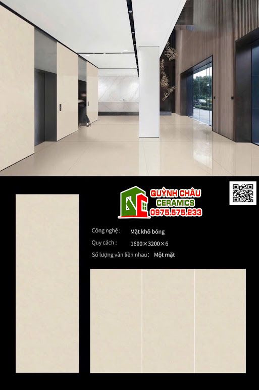 Đá nung kết ốp lát 160x320cm kem bóng