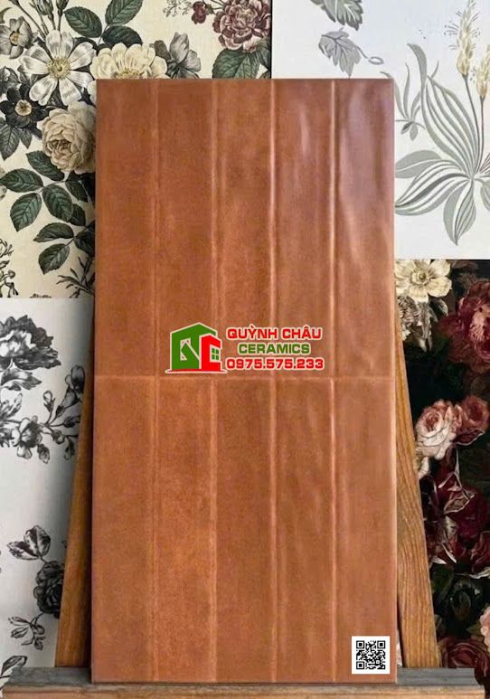 Gạch 30x60 ốp tường giả thẻ màu cam nâu