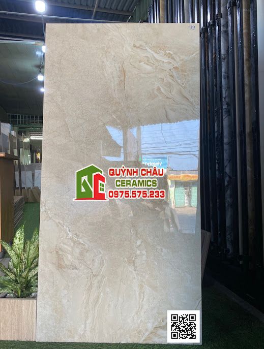 Gạch 60x120 màu kem vân đá sóng Cororio Beige ấn độ bóng kiếng