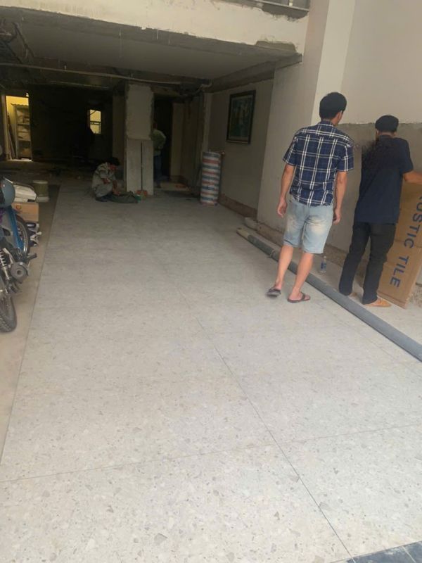 Gạch 60x120 terrazzo hạt đá to màu ghi xám