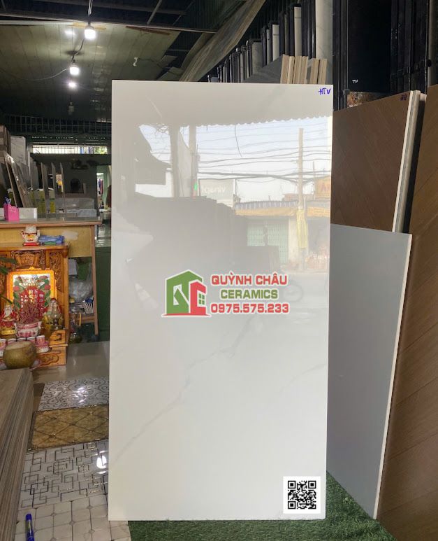 Gạch 60x120 trắng vân nhẹ men vi tinh siêu bóng