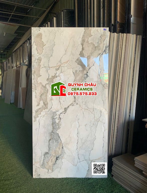 Gạch 60x120 trắng xám vân rạn bóng kiếng
