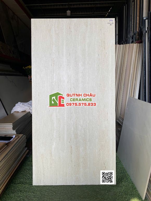 Gạch 60x120 vân đá travertine mờ kem