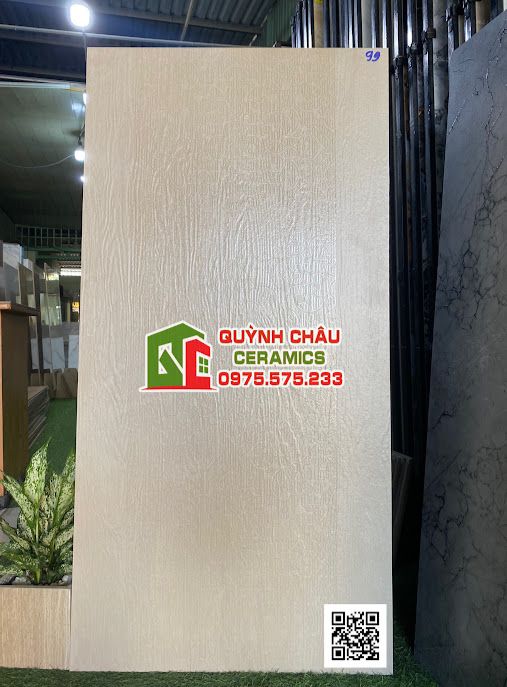  Gạch 60x120 vân gỗ chìm màu kem nâu mờ