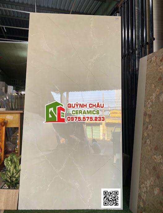 Gạch 80x160 ấn độ màu ghi kem nhạt vân đá Pulpis creama bề mặt bóng