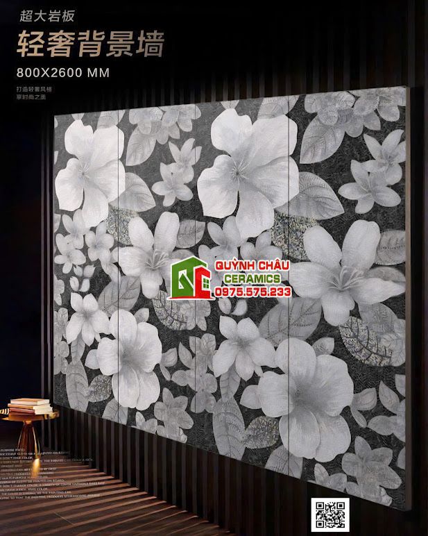 Gạch trang trí 80x260 giả mosaic hình bông hoa bề mặt nổi