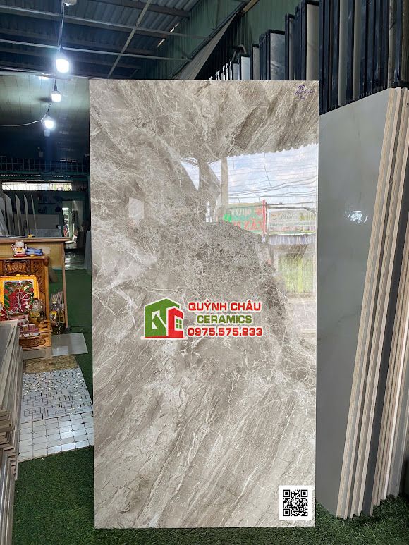 Gạch ấn độ 60x120 bóng kính nâu vân đá cao cấp