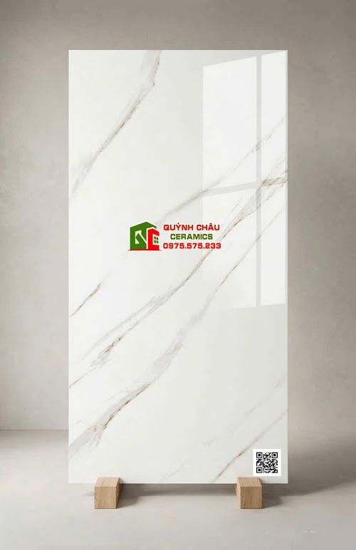Gạch ấn độ 60x120 bóng kính trắng vân vàng
