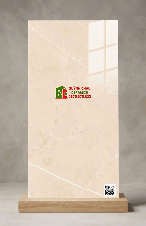 Gạch ấn độ 60x120 bóng kính vàng kem vân trắng tinh tế