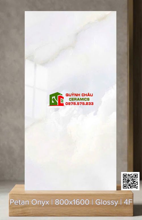 Gạch ấn độ 80x160cm Onyx vân đá cẩm thạch kem vân mây