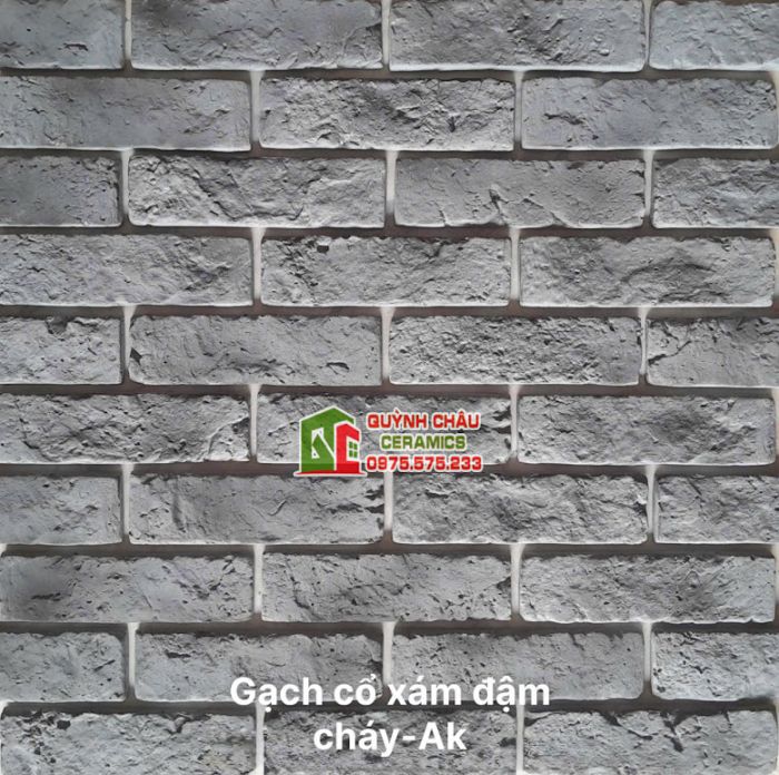 Gạch cổ bê tông màu xám đậm cháy giả cổ