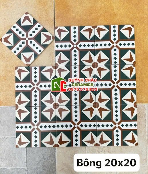 Gạch bông 20x20 bề mặt hoa văn xương đá bền đẹp