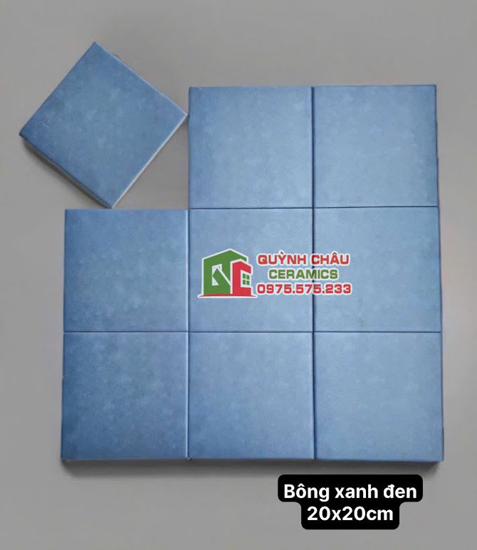 Gạch bông 20x20 giả cổ đơn sắc xanh mờ
