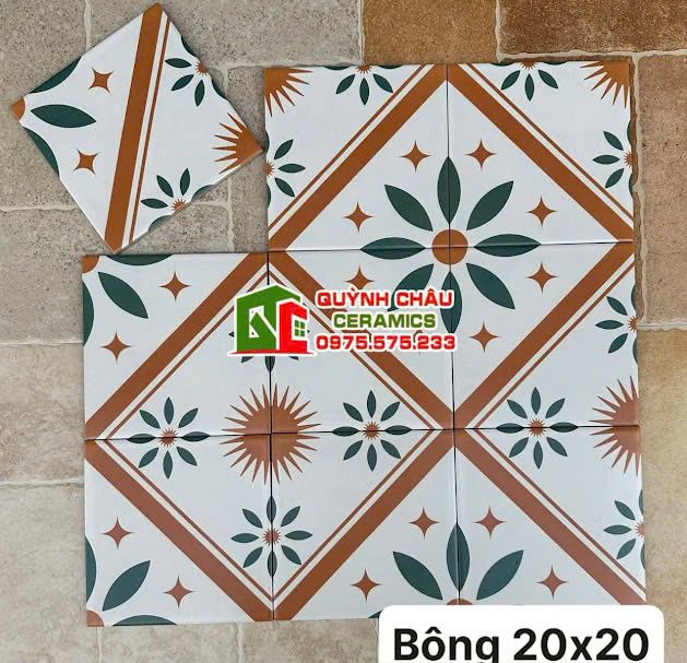 Gạch bông 20x20 màu sắc hiện đại hoa văn độc đáo