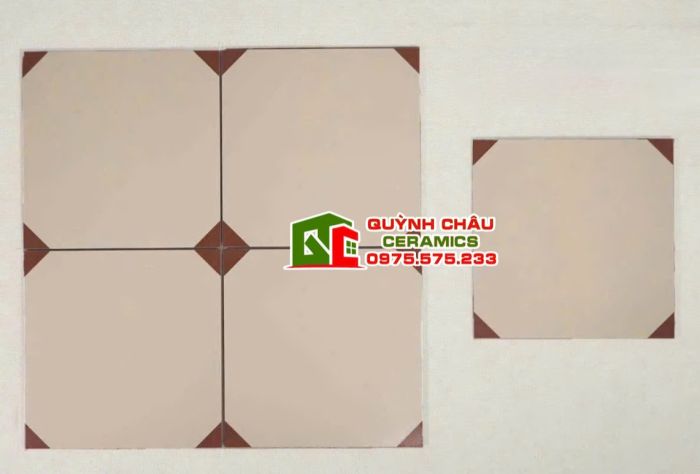 Gạch bông 30x30 giả cổ kem nâu đỏ bát giác