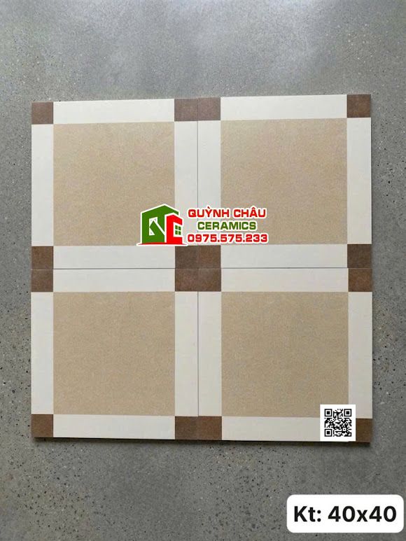 Gạch bông 40x40 màu tối giản kem nâu ốp lát trang trí