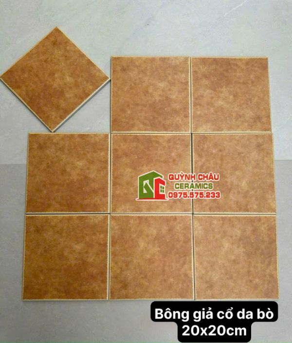 Gạch bông cổ da bò 20x20cm đá mờ