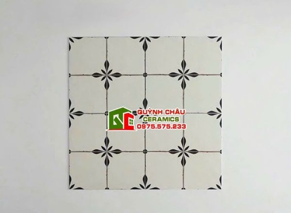 Gạch bông cổ điển 30x30 hoa thị trắng đen
