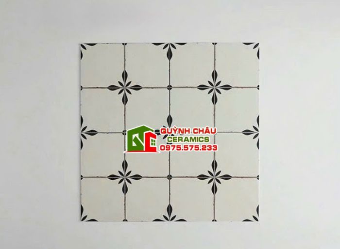 Gạch bông cổ điển 30x30 hoa thị trắng đen