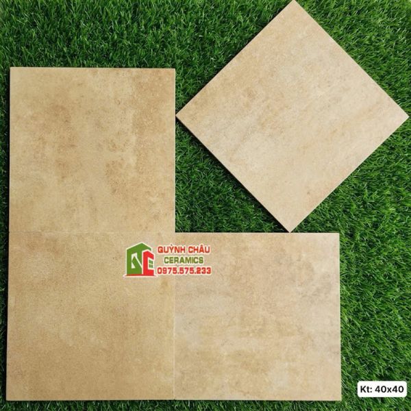 Gạch bông giả cổ 40x40 men màu vàng hiệu ứng