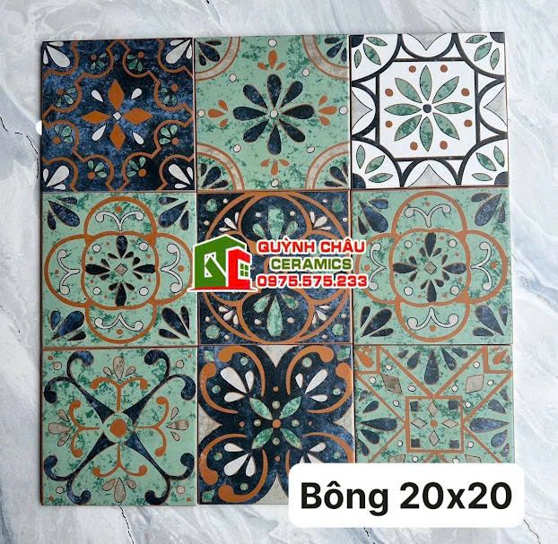 Gạch bông hoạ tiết cổ điển phối màu 20x20 cm