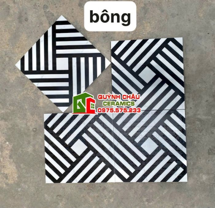 Gạch bông hoạ tiết đen trắng nổi bật 30x30 trang trí