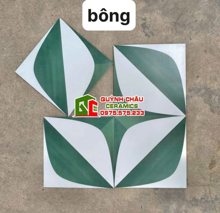 Gạch bông hoạ tiết xanh phối trắng 30x30 trung quốc