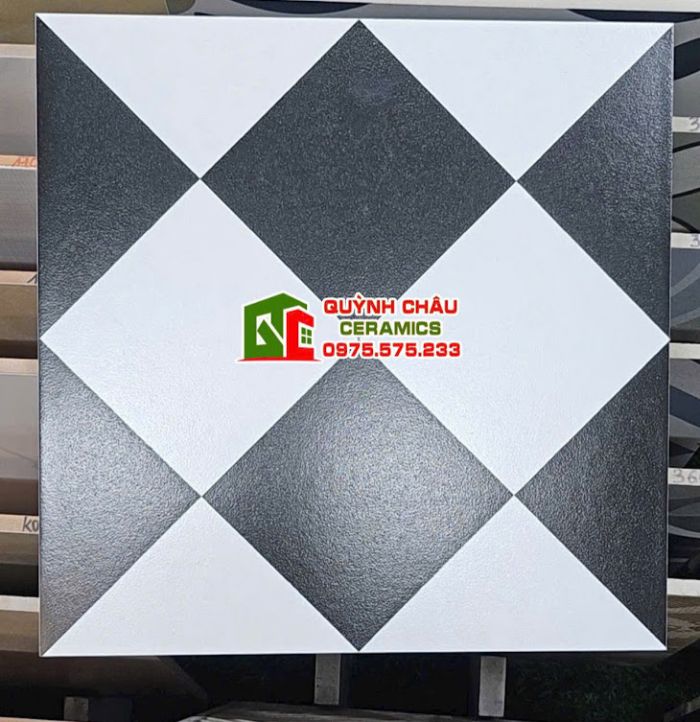 Gạch bông hoa văn caro đen trắng 30x30 lát nền