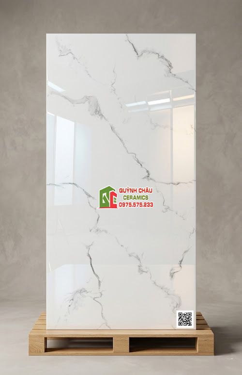 Gạch bóng kính 60x120 trắng vân mây khói cao cấp