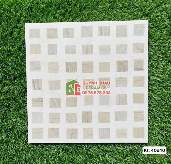 Gạch bông lát nền 40x40 ô vuông caro vân gỗ