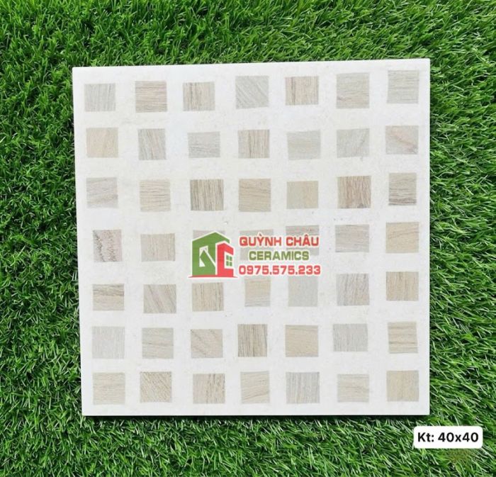 Gạch bông lát nền 40x40 ô vuông caro vân gỗ