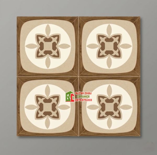 Gạch bông trang trí 40x40 hoạ tiết gỗ vân giả cổ